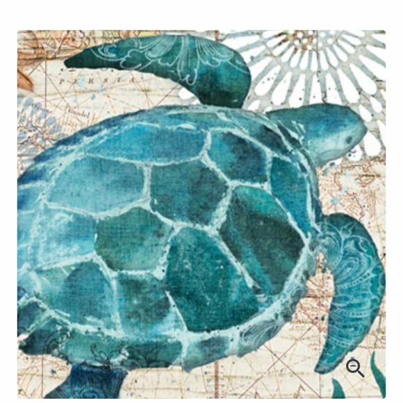 Beachy Accent throw pillow cover with sea turtle design - Picture 5 of 14